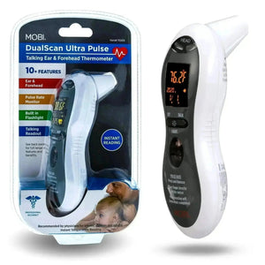 DualScan Ultra Pulse Talking Ear & Forehead Thermometer with 10+ Features - MOBI USA